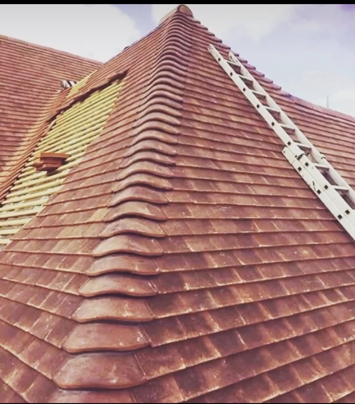 Handmade plain tile swept hip